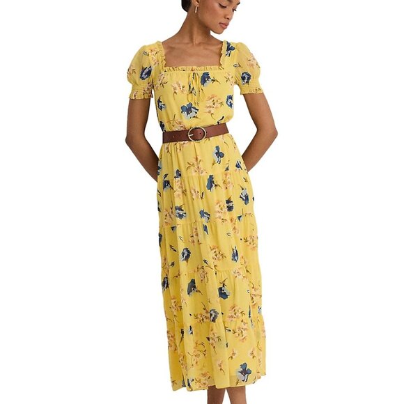 Lauren Ralph Lauren, Tiered Squareneck Midi Prairie Dress - Picture 1 of 9